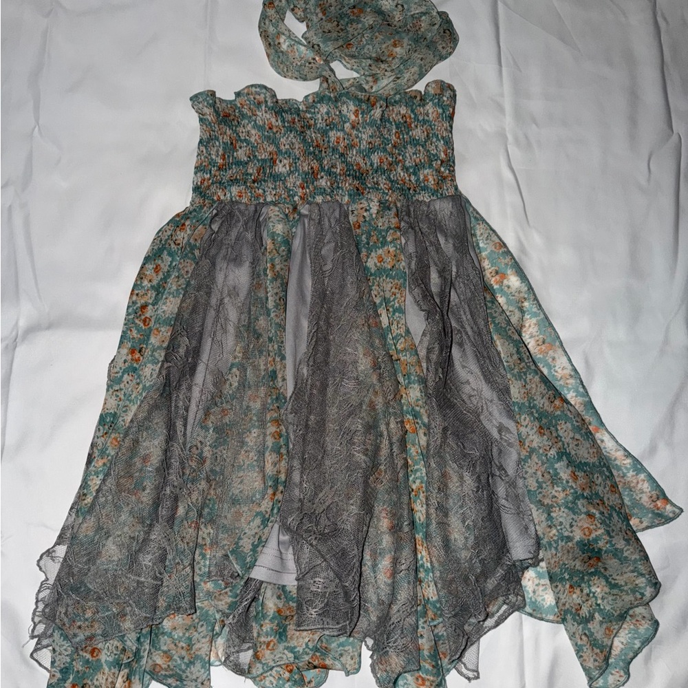 Anthropologie A’Reve Floral Strapless Sundress Size M Boho Smocked Midi Dress